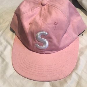 Supreme s logo hat pink